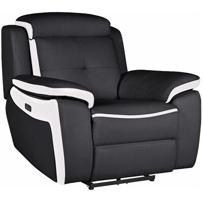 Unique Elektrische relaxfauteuil van leer ANGELIQUE - Zwart/ wit - Zwart, Wit Unique Elektrische relaxfauteuil van leer ANGELIQUE - Zwart/ wit - Zwart, Wit