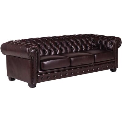 Unique Vierzits chesterfieldbank BRENTON 100% buffelleer - Cherry - Bordeaux Unique Vierzits chesterfieldbank BRENTON 100% buffelleer - Cherry - Bordeaux