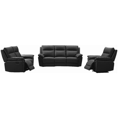 Unique 3+2 zits relaxbank en -fauteuil van buffelleer PAKITA - Zwart - Zwart Unique 3+2 zits relaxbank en -fauteuil van buffelleer PAKITA - Zwart - Zwart