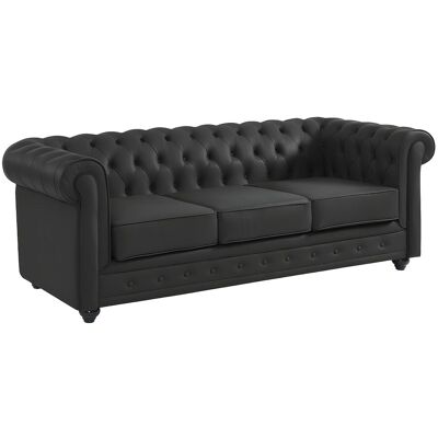 Unique Driezitsbank van buffelleer CHESTERFIELD - Zwart - Zwart Unique Driezitsbank van buffelleer CHESTERFIELD - Zwart - Zwart