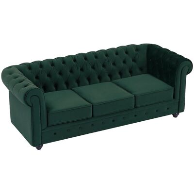 Unique Driezitsbank van groen velours CHESTERFIELD - Groen Unique Driezitsbank van groen velours CHESTERFIELD - Groen