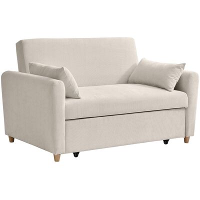 Unique Tweezitsslaapbank van beige ribfluweel AYLA - Beige Unique Tweezitsslaapbank van beige ribfluweel AYLA - Beige