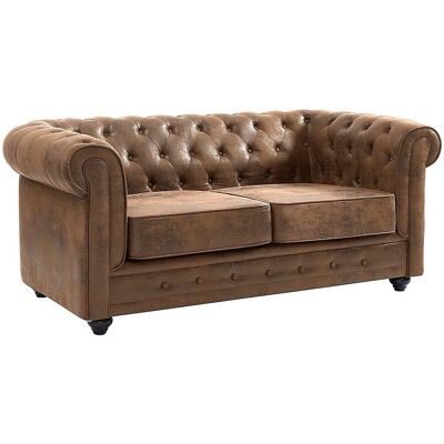 Unique Tweezitsbank CHESTERFIELD van microvezel met vintage look - Bruin Unique Tweezitsbank CHESTERFIELD van microvezel met vintage look - Bruin