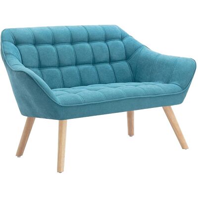 Unique Tweezitsbank van stof CASERTA - Blauw - Turquoise Unique Tweezitsbank van stof CASERTA - Blauw - Turquoise