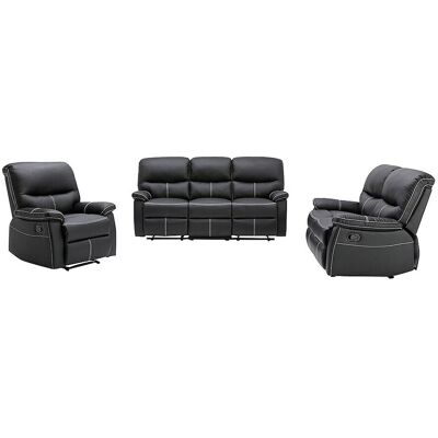 Unique Driezits-, tweezitsbank en fauteuil CANBY - Kunstleer - Zwart - Zwart Unique Driezits-, tweezitsbank en fauteuil CANBY - Kunstleer - Zwart - Zwart