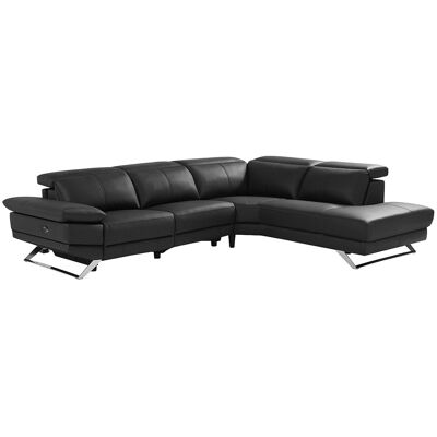 Unique Elektrische relaxzitbank met hoek rechts van zwart vaarsleer PUNO II - Zwart Unique Elektrische relaxzitbank met hoek rechts van zwart vaarsleer PUNO II - Zwart