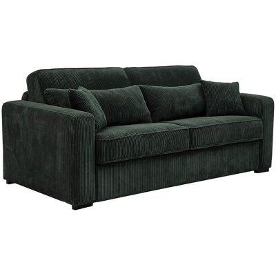 Unique Express-vierzitsslaapbank van groen ribfluweel - Bed met brede latten 160 cm - Matras 16 cm - MONDOVI - Groen Unique Express-vierzitsslaapbank van groen ribfluweel - Bed met brede latten 160 cm - Matras 16 cm - MONDOVI - Groen