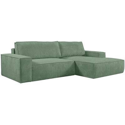 Unique Slaapbank met hoek rechts van amandelgroen ribfluweel AMELIA - Amandelgroen Unique Slaapbank met hoek rechts van amandelgroen ribfluweel AMELIA - Amandelgroen