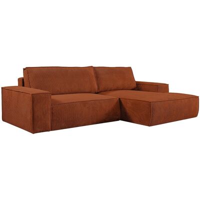 Unique Slaapbank met hoek rechts van terracottakleurig ribfluweel AMELIA - Terracotta Unique Slaapbank met hoek rechts van terracottakleurig ribfluweel AMELIA - Terracotta