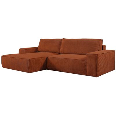Unique Slaapbank met hoek links van terracottakleurig ribfluweel AMELIA - Terracotta Unique Slaapbank met hoek links van terracottakleurig ribfluweel AMELIA - Terracotta