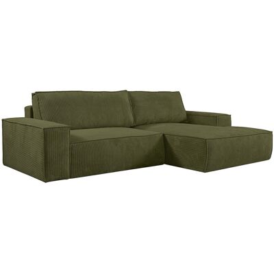 Unique Slaapbank met hoek rechts van olijfgroen ribfluweel AMELIA - Kaki Unique Slaapbank met hoek rechts van olijfgroen ribfluweel AMELIA - Kaki