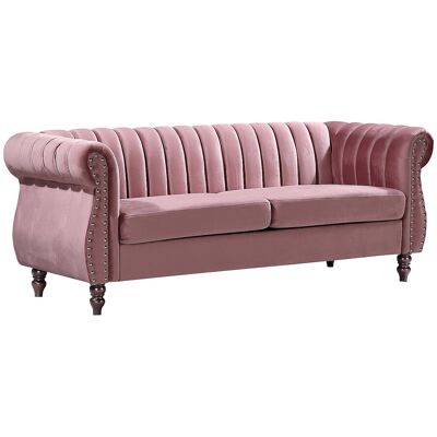 Unique Driezitsbank chesterfield in oudroze fluweel TRUMBO - Poederroze Unique Driezitsbank chesterfield in oudroze fluweel TRUMBO - Poederroze