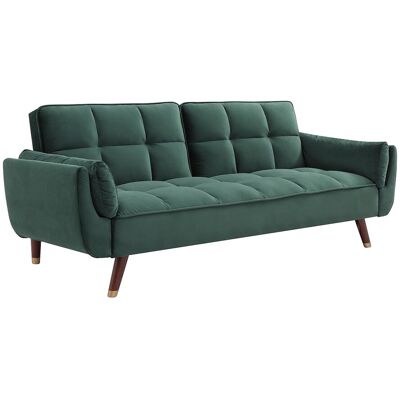 Unique Driezitsslaapbank van groen velours GULCAN - Groen Unique Driezitsslaapbank van groen velours GULCAN - Groen