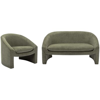 Unique Tweezitsbank en fauteuil van groene stof OSSANA - Groen Unique Tweezitsbank en fauteuil van groene stof OSSANA - Groen