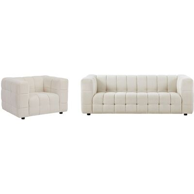 Unique Driezitsbank en fauteuil van ivoorwitte boucléstof LERICI van Pascal Morabito - Wit Unique Driezitsbank en fauteuil van ivoorwitte boucléstof LERICI van Pascal Morabito - Wit