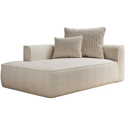 Unique Chaise longue met hoek links van grof beige ribfluweel PINETA - Beige Unique Chaise longue met hoek links van grof beige ribfluweel PINETA - Beige
