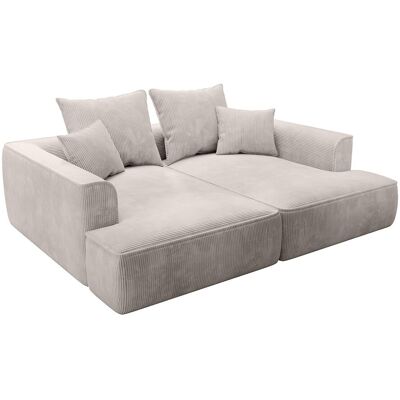Unique Comfortabele driezitsbank met diepe zitting van beige ribfluweel PINETA - Beige Unique Comfortabele driezitsbank met diepe zitting van beige ribfluweel PINETA - Beige