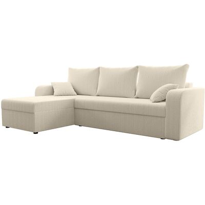 Unique Omkeerbare hoekslaapbank van beige ribfluweel ONABIA - Beige Unique Omkeerbare hoekslaapbank van beige ribfluweel ONABIA - Beige