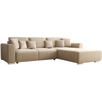 Unique Omkeerbare hoekslaapbank van beige stof MELTANA - Beige Unique Omkeerbare hoekslaapbank van beige stof MELTANA - Beige