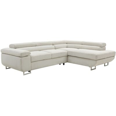 Unique Hoekslaapbank met hoek rechts van beige ribfluweel NURAZIO - Beige Unique Hoekslaapbank met hoek rechts van beige ribfluweel NURAZIO - Beige