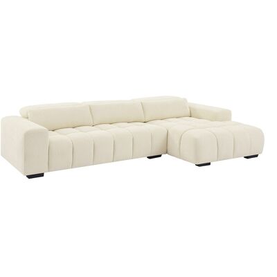 Unique Hoekslaapbank met hoek rechts van beige stof met textuur LOPONZA - Beige Unique Hoekslaapbank met hoek rechts van beige stof met textuur LOPONZA - Beige