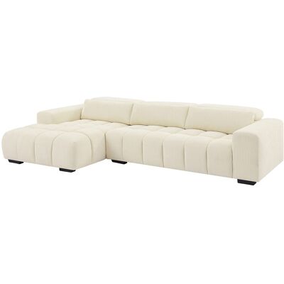 Unique Hoekslaapbank met hoek links van beige stof met textuur LOPONZA - Beige Unique Hoekslaapbank met hoek links van beige stof met textuur LOPONZA - Beige