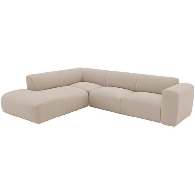 Unique Grote hoekbank met hoek links met rugleuning aan de Chaise longue van beige ribfluweel met fijne ribbels POGNI van Maison Céphy - Beige Unique Grote hoekbank met hoek links met rugleuning aan de Chaise longue van beige ribfluweel met fijne ribbels POGNI van Maison Céphy - Beige