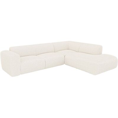 Unique Grote hoekbank met hoek rechts met rugleuning aan de meridienne van witte boucléstof POGNI van Maison Céphy - Wit Unique Grote hoekbank met hoek rechts met rugleuning aan de meridienne van witte boucléstof POGNI van Maison Céphy - Wit