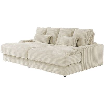 Unique Comfortabele driezitsbank met diepe zitting van beige ribfluweel met brede ribbels CALAZO van Pascal Morabito - Beige Unique Comfortabele driezitsbank met diepe zitting van beige ribfluweel met brede ribbels CALAZO van Pascal Morabito - Beige