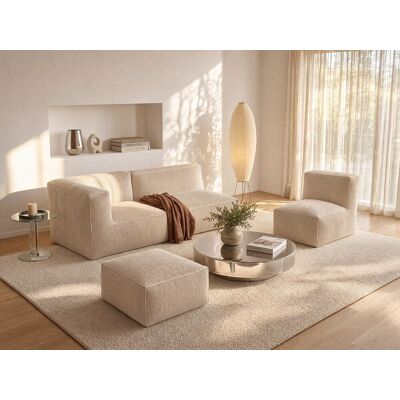 Unique Modulaire zitbank met fauteuil en poef van beige ribfluweel NOUMARA - Beige Unique Modulaire zitbank met fauteuil en poef van beige ribfluweel NOUMARA - Beige