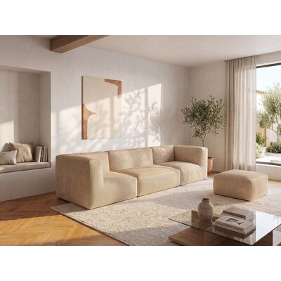 Unique Modulaire zitbank met poef van beige ribfluweel NOUMARA - Beige Unique Modulaire zitbank met poef van beige ribfluweel NOUMARA - Beige