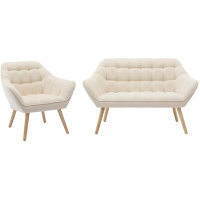 Unique Tweezitsbank en fauteuil van beige stof CASERTA - Beige Unique Tweezitsbank en fauteuil van beige stof CASERTA - Beige
