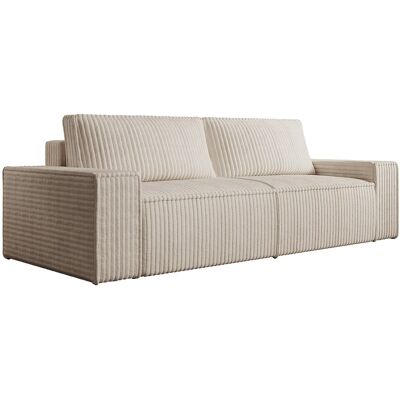 Unique Driezitsslaapbank van beige ribfluweel met brede ribbels AMELIA - Beige Unique Driezitsslaapbank van beige ribfluweel met brede ribbels AMELIA - Beige