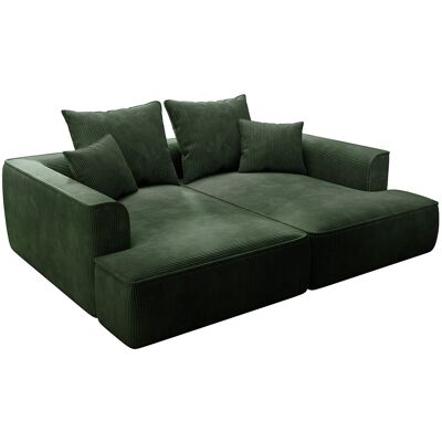 Unique Comfortabele driezitsbank met diepe zitting van groen ribfluweel PINETA - Groen Unique Comfortabele driezitsbank met diepe zitting van groen ribfluweel PINETA - Groen