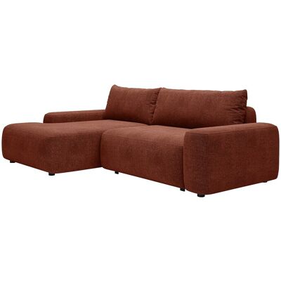 Unique Slaapbank met hoek links van terracottakleurige stof met textuur DAVISO - Terracotta Unique Slaapbank met hoek links van terracottakleurige stof met textuur DAVISO - Terracotta