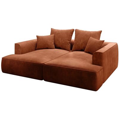 Unique Comfortabele driezitsbank met diepe zitting van terracottakleurig ribfluweel PINETA - Terracotta Unique Comfortabele driezitsbank met diepe zitting van terracottakleurig ribfluweel PINETA - Terracotta