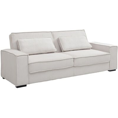 Unique Driezitsslaapbank van beige ribfluweel FINORO - Beige Unique Driezitsslaapbank van beige ribfluweel FINORO - Beige