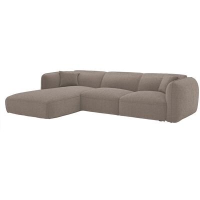 Unique Zitbank links in taupe chenillestof - CAMILIO van Maison Céphy - Taupe Unique Zitbank links in taupe chenillestof - CAMILIO van Maison Céphy - Taupe