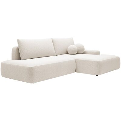 Unique Slaapbank met open hoek rechts van beige stof met textuur DAVISO - Crème Unique Slaapbank met open hoek rechts van beige stof met textuur DAVISO - Crème