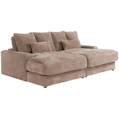 Unique Comfortabele driezitsbank met diepe zitting van taupegrijs ribfluweel met brede ribbels CALAZO van Pascal Morabito - Taupe Unique Comfortabele driezitsbank met diepe zitting van taupegrijs ribfluweel met brede ribbels CALAZO van Pascal Morabito - Taupe