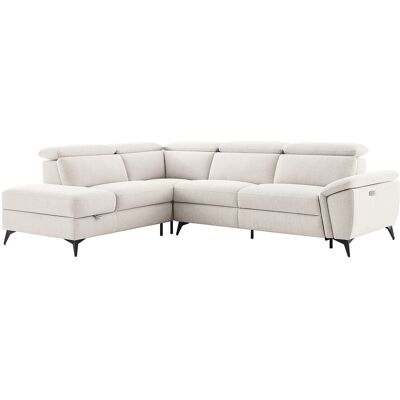 Unique Hoekbank links met elektrische relaxfunctie in gespikkeld beige stof CADILO - Beige Unique Hoekbank links met elektrische relaxfunctie in gespikkeld beige stof CADILO - Beige