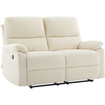 Unique Driezits elektrische relaxbank van fluwelen ribstof in beige LUNANO - Beige Unique Driezits elektrische relaxbank van fluwelen ribstof in beige LUNANO - Beige