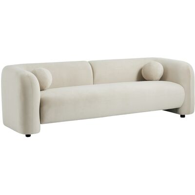 Unique Driezitsbank van beige fluwelen stof OVOTAS - Beige Unique Driezitsbank van beige fluwelen stof OVOTAS - Beige