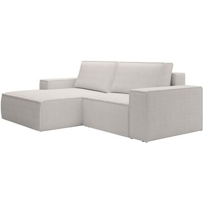 Unique Kleine slaapbank met linkse hoek in beige ribfluweel AMELIA - Beige Unique Kleine slaapbank met linkse hoek in beige ribfluweel AMELIA - Beige
