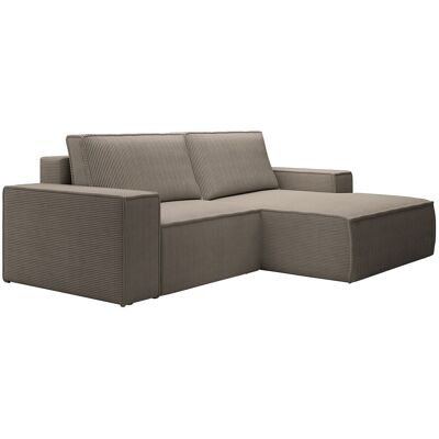 Unique Kleine slaapbank met rechterhoek in taupe ribfluweel AMELIA - Taupe Unique Kleine slaapbank met rechterhoek in taupe ribfluweel AMELIA - Taupe