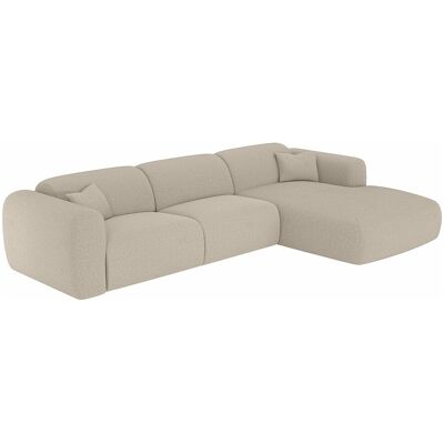 Unique Ruime hoekbank met rechtse hoek en snel uitklapbare slaapbank, spikkelstof in beige - POGNI - Beige Unique Ruime hoekbank met rechtse hoek en snel uitklapbare slaapbank, spikkelstof in beige - POGNI - Beige
