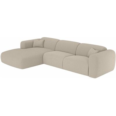 Unique Ruime hoekbank met linkse hoek en snel uitklapbare slaapbank, spikkelstof in beige - POGNI - Beige Unique Ruime hoekbank met linkse hoek en snel uitklapbare slaapbank, spikkelstof in beige - POGNI - Beige