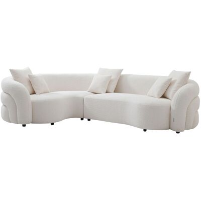 Unique Hoekbank met hoek links in witte boucléstof LAPIOTA van Maison Céphy - Wit Unique Hoekbank met hoek links in witte boucléstof LAPIOTA van Maison Céphy - Wit
