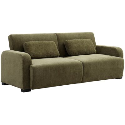 Unique Driezitsslaapbank - clic-clac in groene chenille stof LOMARIO - Groen Unique Driezitsslaapbank - clic-clac in groene chenille stof LOMARIO - Groen