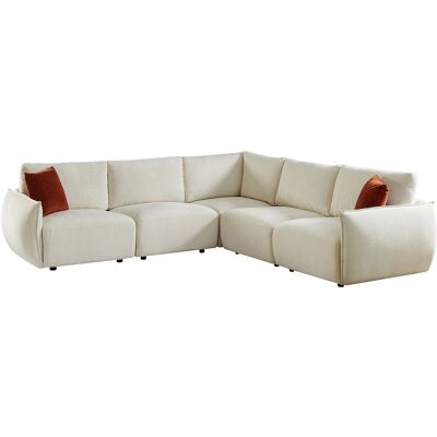Unique Hoekcabank in beige chenille stof OCTAVINE - Beige Unique Hoekcabank in beige chenille stof OCTAVINE - Beige